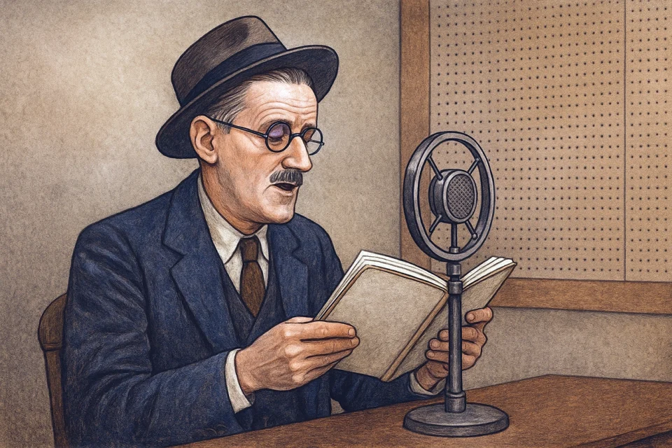 James Joyce ao microfone: o registro histórico em que o autor lê um trecho de Finnegans Wake