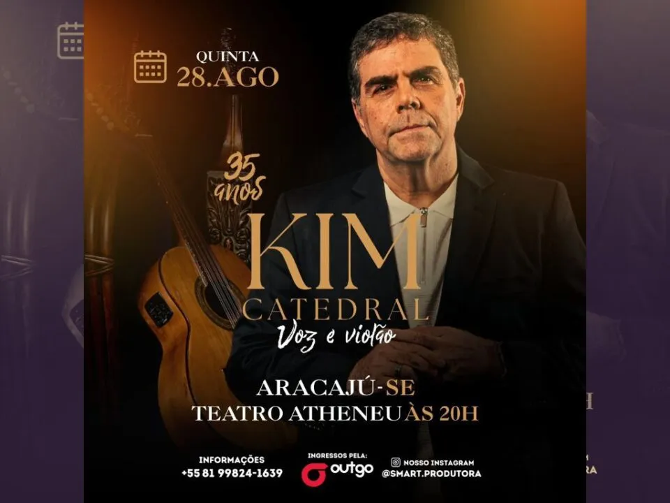 Banner: Kim Catedral apresenta show voz e violão em Aracaju