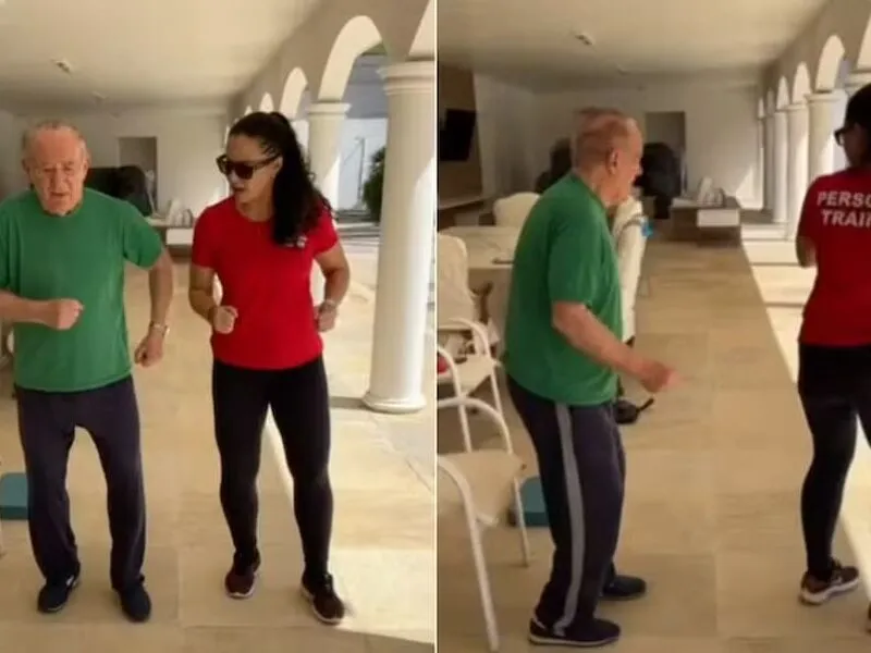 Após esclarecer “mentira absurda” sobre asilo, Renato Aragão mostra treino em casa, aos 90 anos