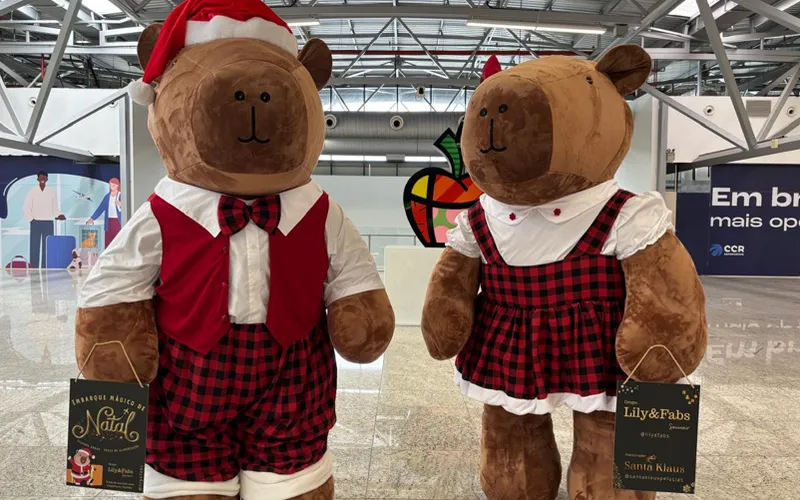 Capivaras natalinas no Aeroporto de Curitiba