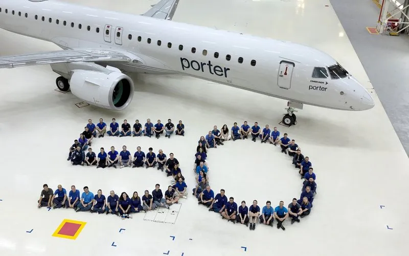 Porter Airlines recebe o seu 50º Embraer E195-E2