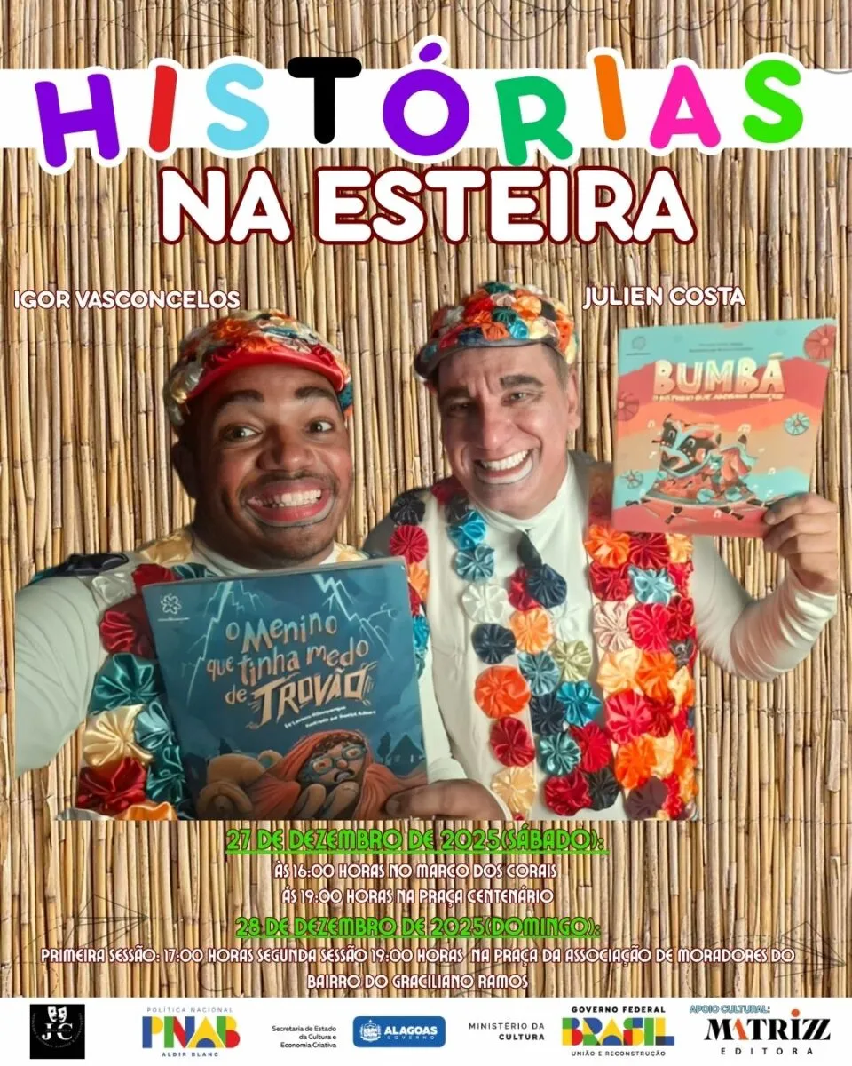 “Histórias na Esteira” leva contação de histórias para o Marco dos Corais e a Praça Centenário neste sábado (27)