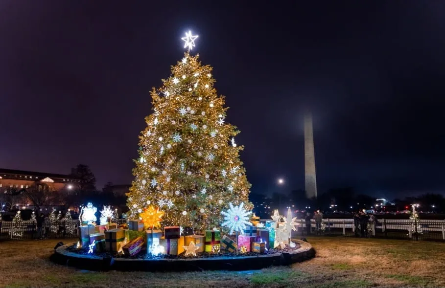 monumentos e parques ganham destaque com iluminação em tons de ouro