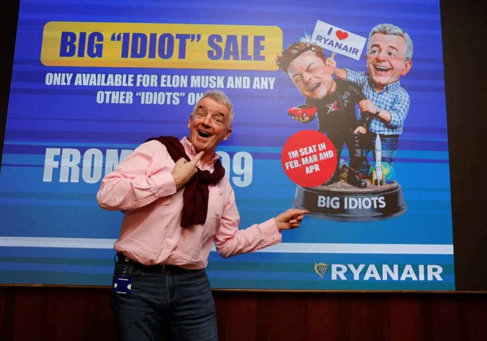 Após chamar Musk de “idiota”, CEO da Ryanair agradece e diz que briga ajuda em vendas