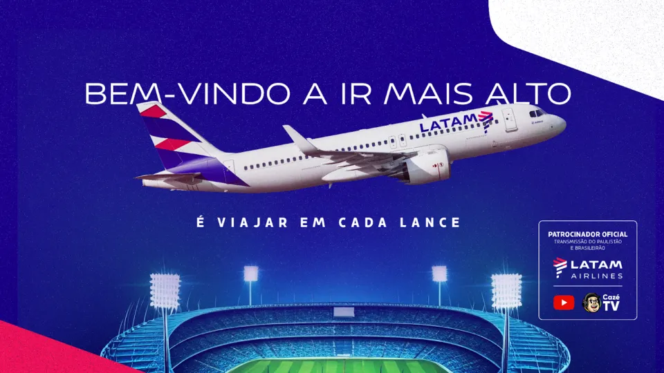 Latam patrocinará transmissões do Paulistão e do Brasileirão na CazéTV em 2026