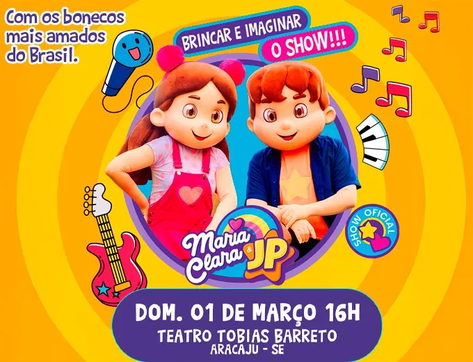 Maria Clara e JP levam o espetáculo ‘Brincar e Imaginar’ ao Teatro Tobias Barreto