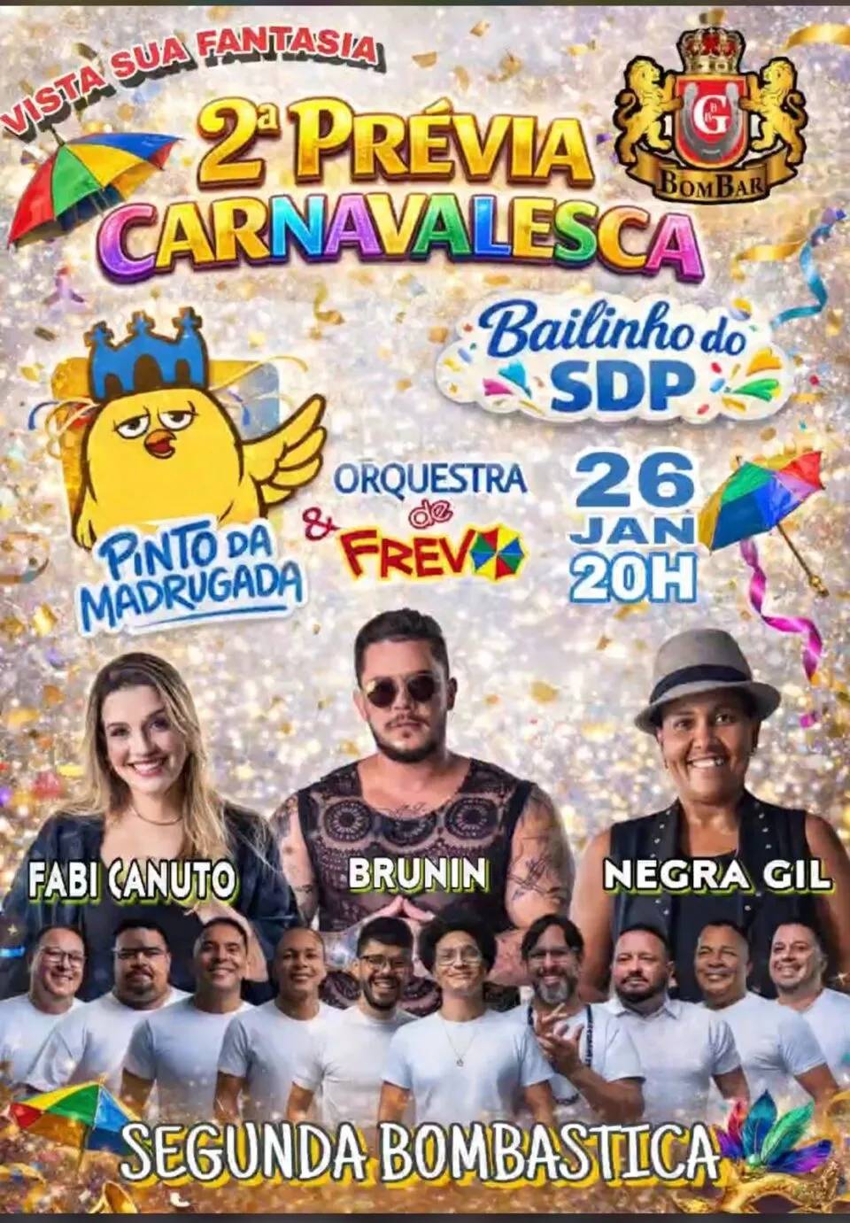 Prévia carnavalesca: Samba da Periferia recebe bloco Pinto da Madrugada e convidados no Bombar