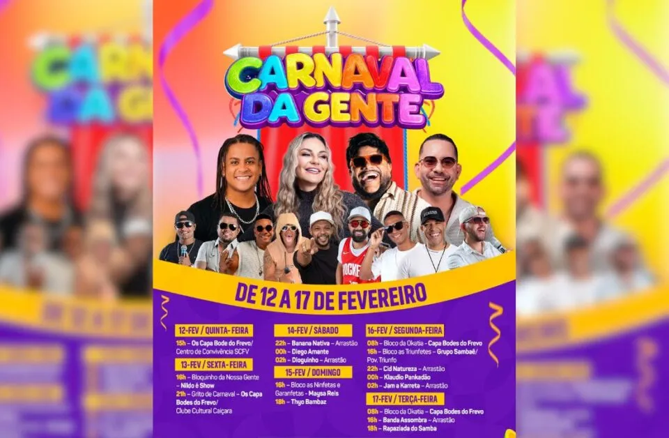 Carnaval da Gente 2026 em Simão Dias: confira a programação oficial