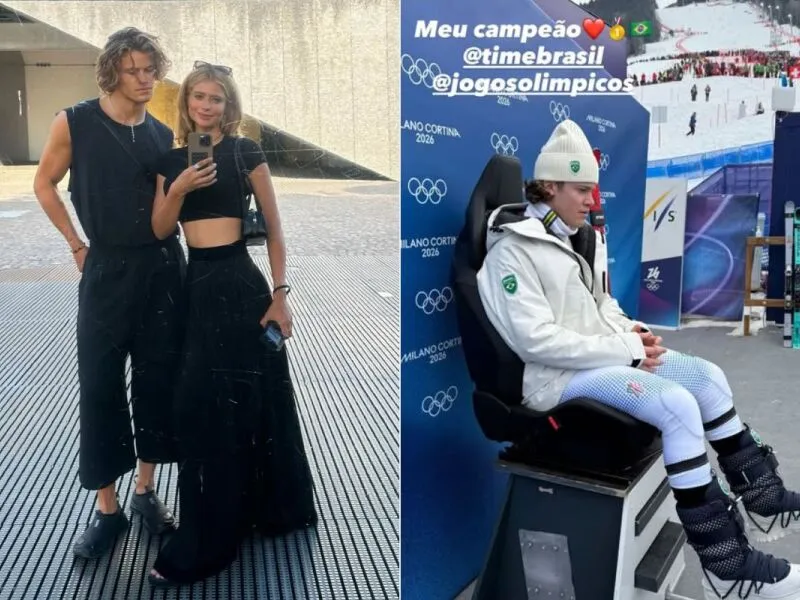 Namorada de Lucas Pinheiro, atriz Isadora Cruz comemora pódio do brasileiro nos Jogos de Inverno