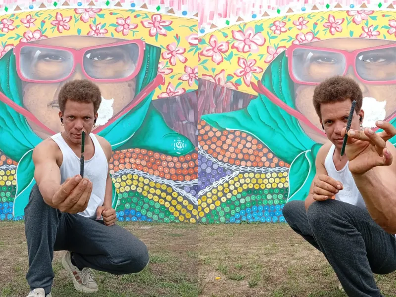 Caboclo de Lança de 12 metros de altura estampa Parque dos Lanceiros em Nazaré da Mata