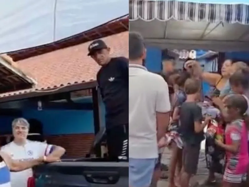 Zeca Pagodinho distribui ovos de Páscoa para crianças em Xerém: “Coelhinho chegou!”