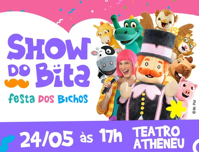 Show do Bita traz espetáculo ‘Festa dos Bichos’ ao Teatro Atheneu em Aracaju