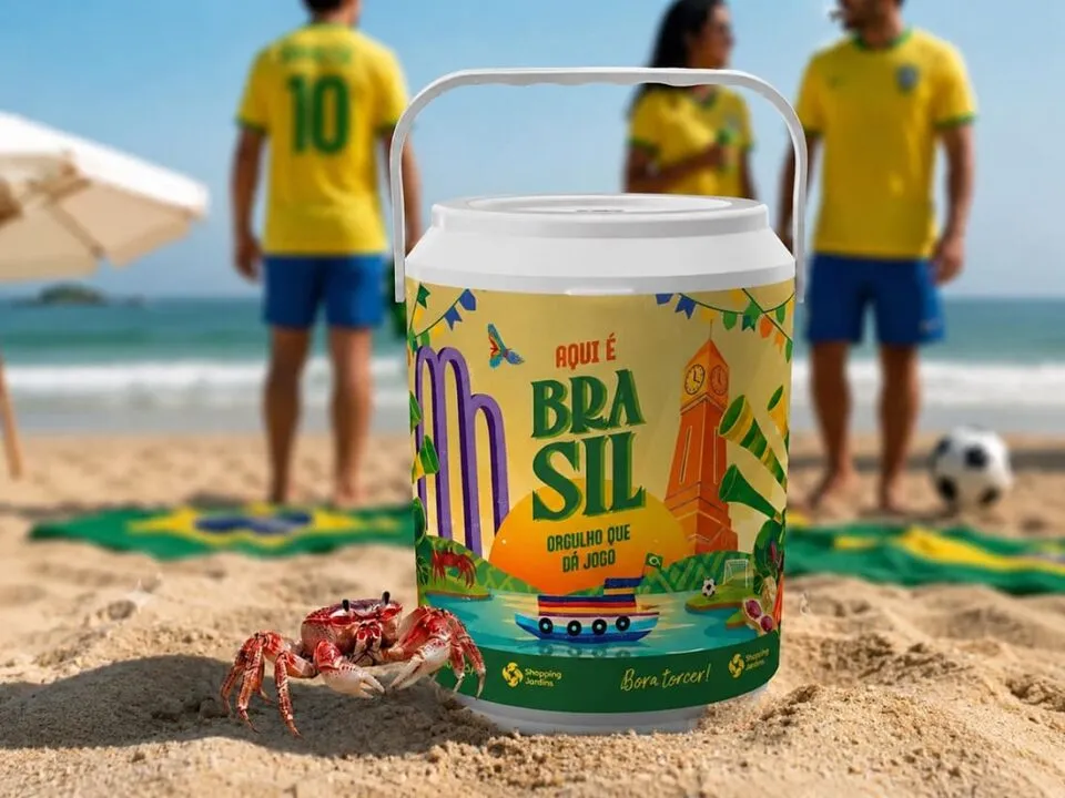 Dia dos Namorados: Shopping Jardins presenteia consumidores com cooler temático da Copa