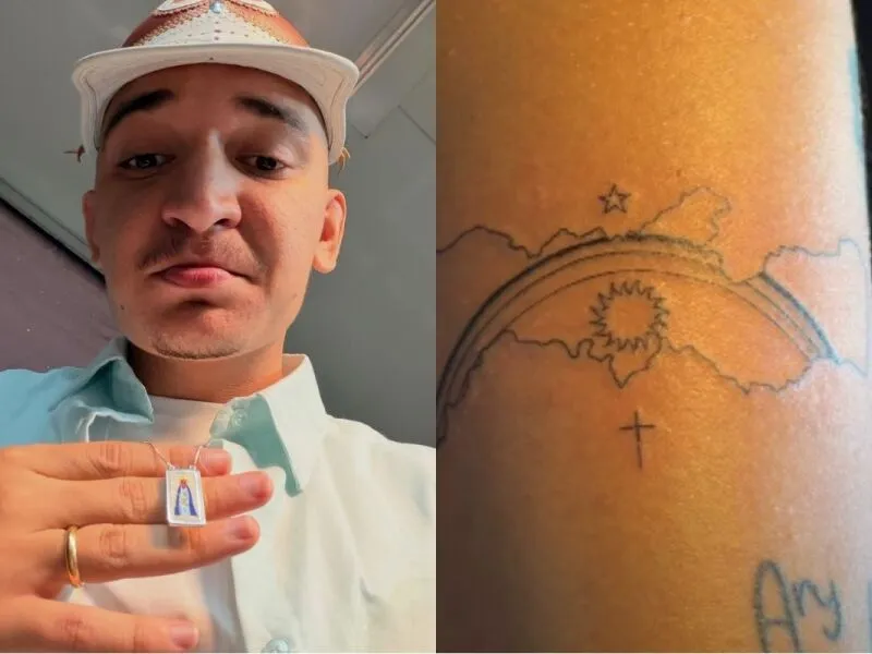 João Gomes eterniza amor por Pernambuco em tatuagem da bandeira do estado