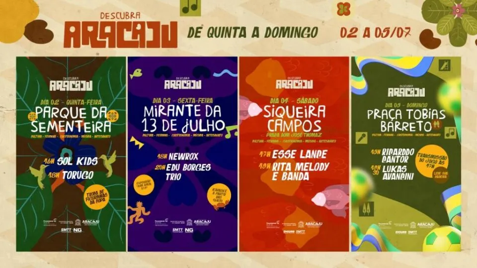 Descubra Aracaju leva programação gratuita a 4 regiões da capital; veja a programação
