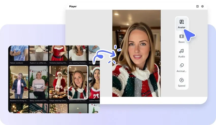 Editor de Vídeo Gratuito com Modelos de Influenciadores Baseados em IA