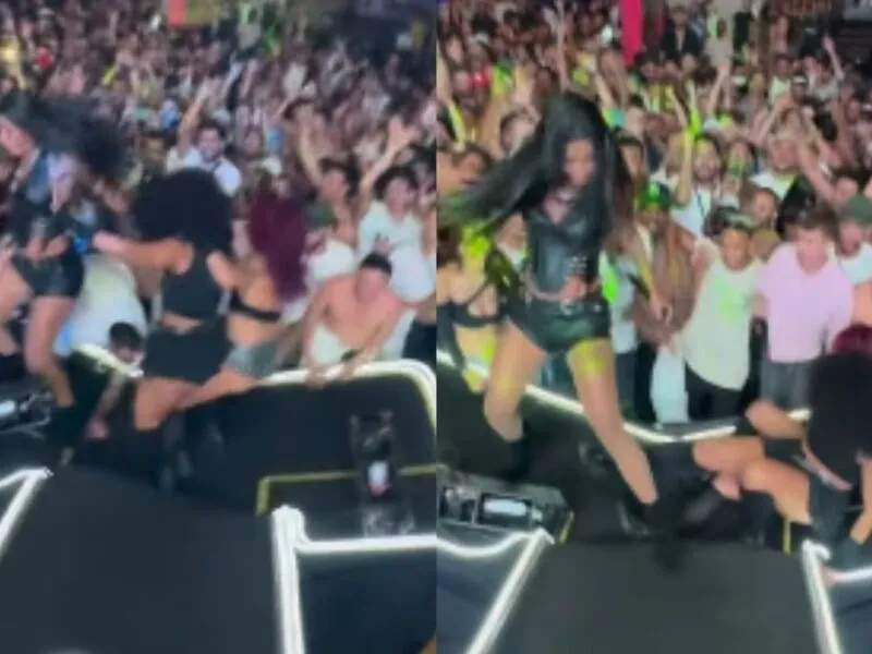 Vídeo mostra momento em que palco desaba durante show de Pocah e bailarinas caem; assista