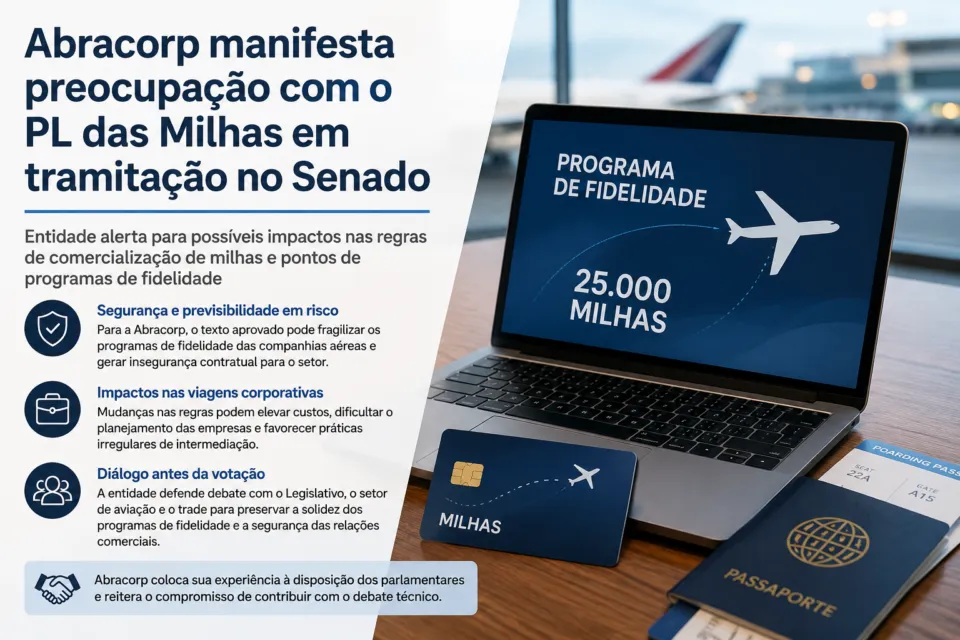 Abracorp alerta para possíveis impactos do PL das Milhas em tramitação no Senado