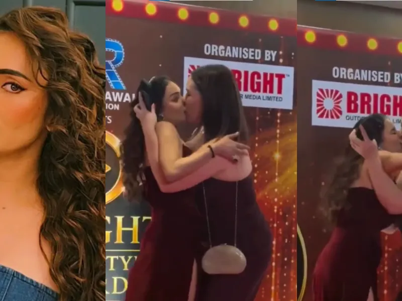 Atriz indiana Nikita Rawal é beijada à força por fã durante evento
