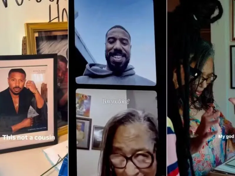 Michael B. Jordan surpreende avó que viralizou ao pendurar quadro do ator junto a fotos da família