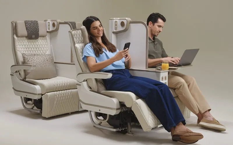 Airbus A350 da Emirates terá assento elétrico inédito na Premium Economy