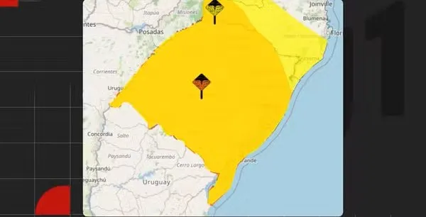 RS entra em alerta para temporais com granizo e ventos acima de 90 km/h